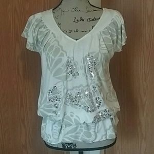 Medium "Express" Sequined Blouse.  Short Sleeve